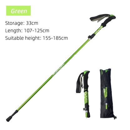 Bastón de trekking plegable de 5 secciones para exteriores, portátil, para acampar, senderismo, para personas mayores nórdicas, telescópico, fácil de guardar en la bolsa, 1 unidad