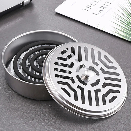 Placa de incienso repelente de acero inoxidable, soporte para incienso, bandeja para placa de incienso, quemador de incienso, caja, decoración zen para el hogar y exteriores.