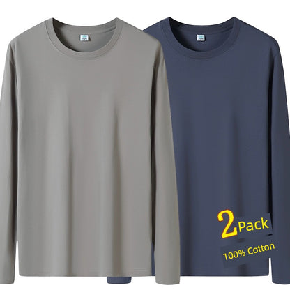 (Talla 4XL) Camisa de algodón para hombre, camiseta interior de otoño, camiseta de manga larga