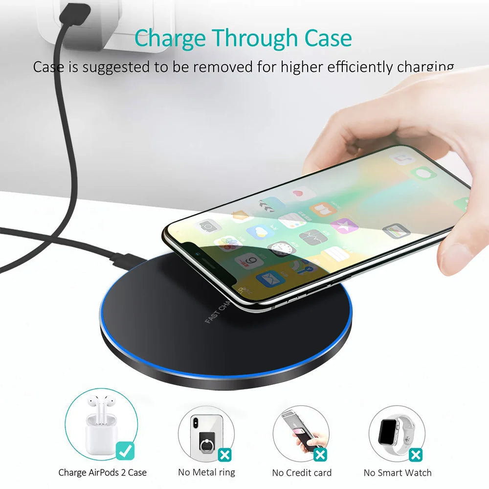 Cargador inalámbrico de 60 W para iPhone 15, 14, 13, 12, 11, X Pro Max, XR, 8, Samsung, Xiaomi, Huawei y LG. Estación de carga rápida.