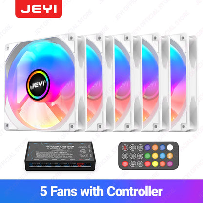 JEYI 120mm PC ARGB Cooling Fan AURA SYNC RGB Computer Fans Ultra Silent Heatsink Ventilador with 4PIN PWM and 5V 3PIN ARGB Port