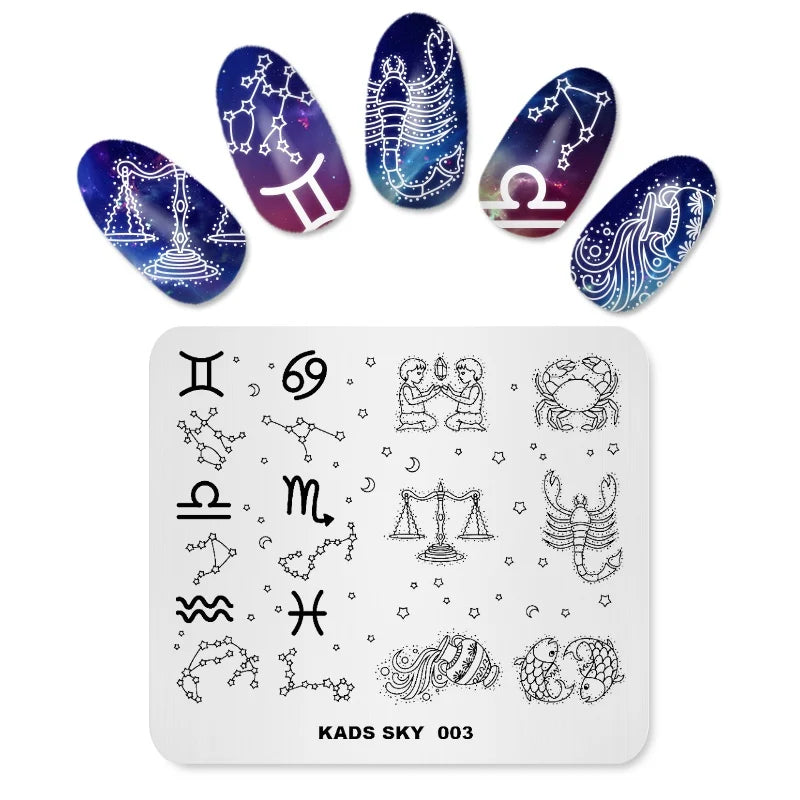 Nail Stamping Plates Sun Moon Stars Pattern Design Nail Art Image Template Stainless Steel Printing Plate for DIY Nails