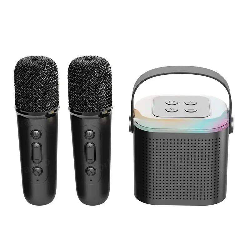 High Power Karaoke Bluetooth Speaker Portable 360 Stereo Surround Waterproof Wireless Subwoofer with Dual Microphone Boombox
