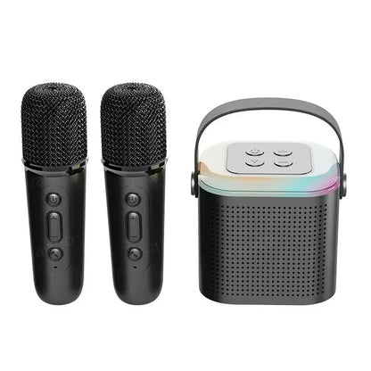 High Power Karaoke Bluetooth Speaker Portable 360 Stereo Surround Waterproof Wireless Subwoofer with Dual Microphone Boombox