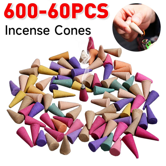 600-60 conos de incienso con reflujo de humo y cascada, de lavanda, con aromas múltiples, ideales para salones de té, salas de yoga y dormitorios.