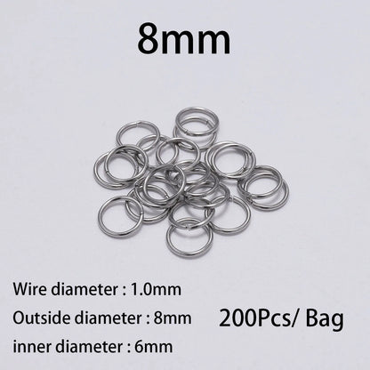 30-200 piezas de 3-25 mm de acero inoxidable con anillos partidos abiertos y bucles individuales para hacer joyas y accesorios.