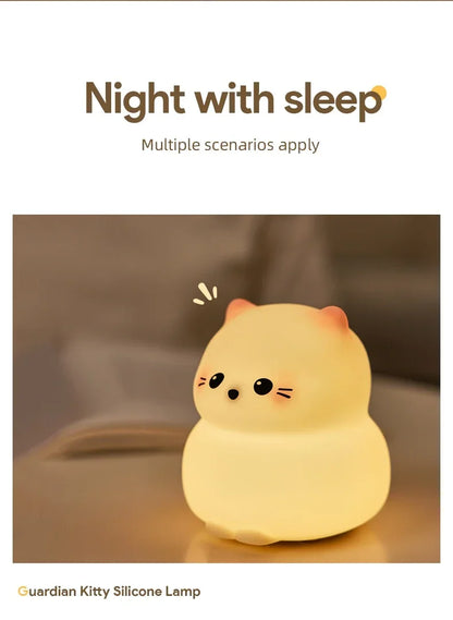 Cute Animal-shape Silicone Night Light Rechargeable Bedside Patting Nightlights For Child Holiday Gift Bedroom Decor Lighting