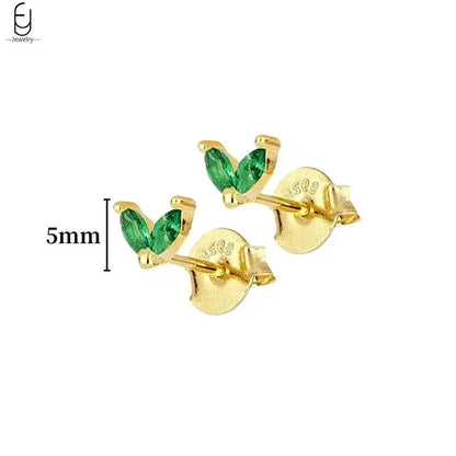 Pendientes de aro con forma de corazón y circonita verde en plata de ley 925 para mujer, delicados pendientes de botón, joyería de lujo, regalos.
