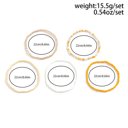 Ingemark - Juego de tobilleras bohemias con cuentas de colores para mujer, pulsera de cadena elástica sencilla para playa, para verano, joyería para tobillo descalzo en la pierna