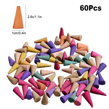 600-60 conos de incienso con reflujo de humo y cascada, de lavanda, con aromas múltiples, ideales para salones de té, salas de yoga y dormitorios.