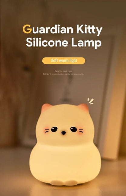 Cute Animal-shape Silicone Night Light Rechargeable Bedside Patting Nightlights For Child Holiday Gift Bedroom Decor Lighting