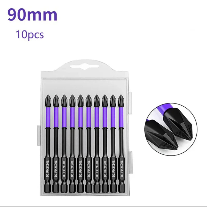 Non-Slip Impact Batch Head Strong Magnetic Cross High Torque Hardness Screw Waterproof Ph2 Screwdriver Bits Set