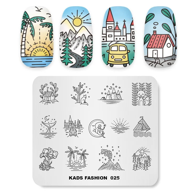 Nail Stamping Plates Sun Moon Stars Pattern Design Nail Art Image Template Stainless Steel Printing Plate for DIY Nails