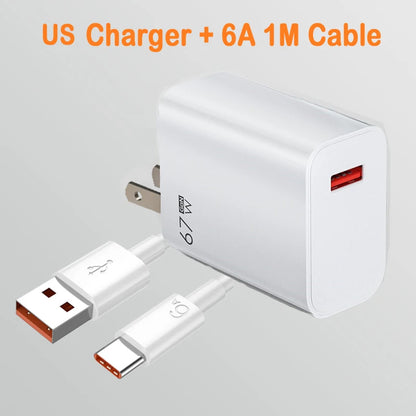 67W EU US UK Plug USB Wall Phone Charger USB Type C Cable For iPhone Samsung Xiaomi Redmi Note Turbo Fast Charger Power Adapter
