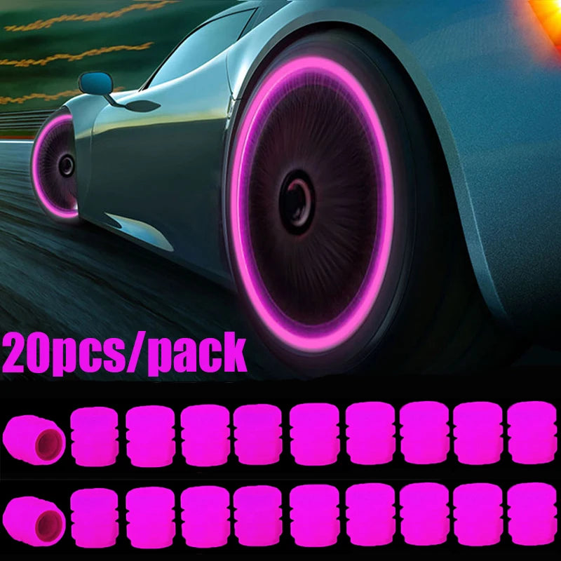 Luminous Car Tire Valve Cap Fluorescent Night Glowing Decor Motorcycle Bike Wheel Nozzle Dustproof Tyre Valve Stem Caps