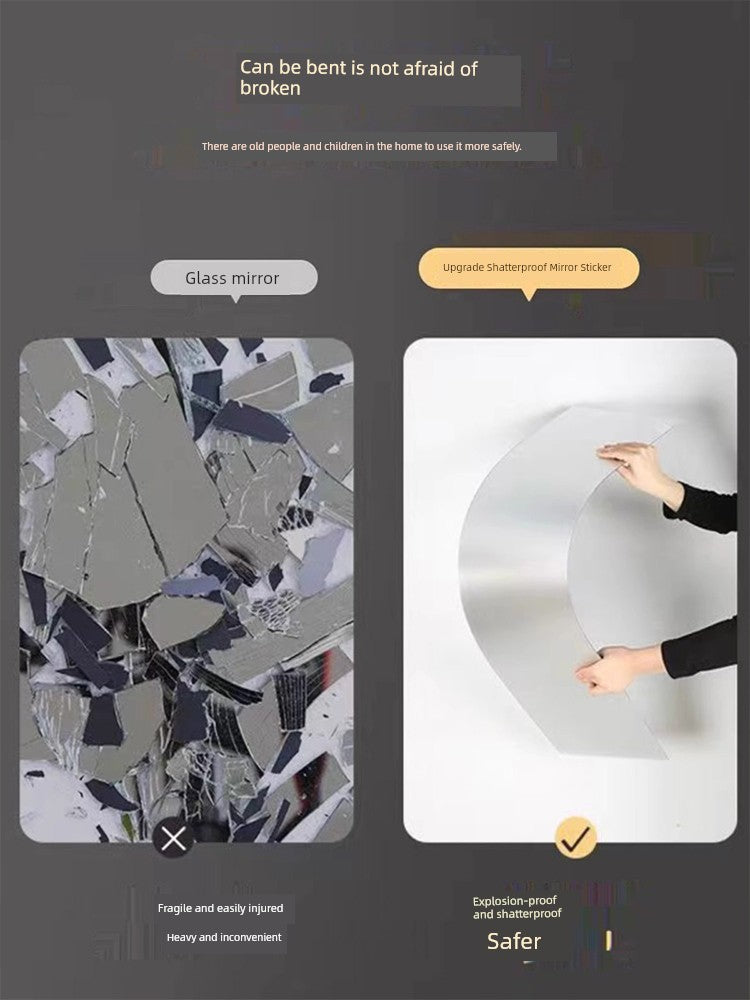 Espejo acrílico de cuerpo entero, autoadhesivo, suave, para pared, para puerta trasera, para colgar en la pared, sin perforaciones, oculto, para armario.