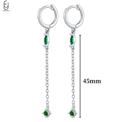 Pendientes de aro con forma de corazón y circonita verde en plata de ley 925 para mujer, delicados pendientes de botón, joyería de lujo, regalos.