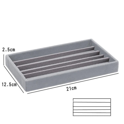Caja de almacenamiento de joyas de franela gris, cajón para el hogar, bandeja para pendientes, collares, anillos, cuerda para la cabeza, clip para las orejas, bandeja de almacenamiento, nueva