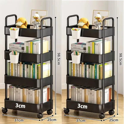 Bookshelf Storage Trolley Mobile Kitchen Organizer Cart With Wheels Multi-Layer Bathroom Shelves Household Snacks Storage Rack
