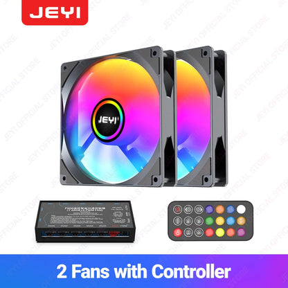 JEYI 120mm PC ARGB Cooling Fan AURA SYNC RGB Computer Fans Ultra Silent Heatsink Ventilador with 4PIN PWM and 5V 3PIN ARGB Port
