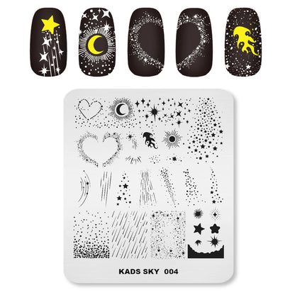 Nail Stamping Plates Sun Moon Stars Pattern Design Nail Art Image Template Stainless Steel Printing Plate for DIY Nails