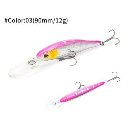 MSEASFREE-Floating Minnow Artificial Hard Bait Fishing Lure, Wobblers for Bass Perch Pike Trout, Fishing Tackle, 90mm, 12g