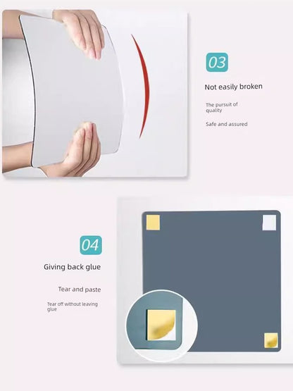 Espejo acrílico de cuerpo entero, autoadhesivo, suave, para pared, para puerta trasera, para colgar en la pared, sin perforaciones, oculto, para armario.