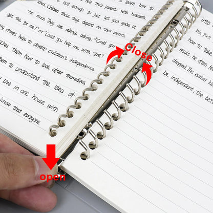 Cuaderno de hojas sueltas A4/B5/A5 con recambio, en blanco, líneas, cuadrícula y anilla metálica reemplazable. Material de oficina y escolar.