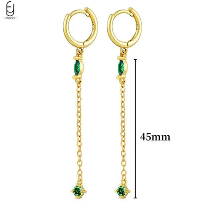 Pendientes de aro con forma de corazón y circonita verde en plata de ley 925 para mujer, delicados pendientes de botón, joyería de lujo, regalos.