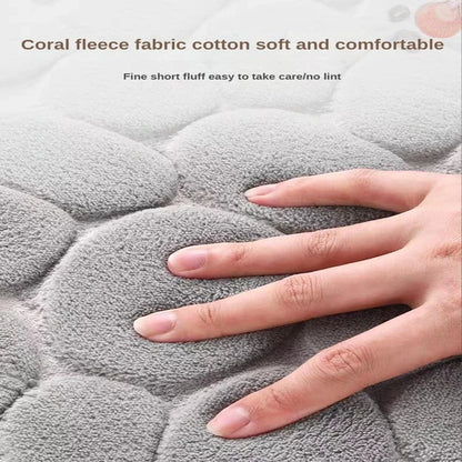 Alfombra de baño antideslizante 3D con relieve de adoquines, absorbente, lavable a máquina y de secado rápido.