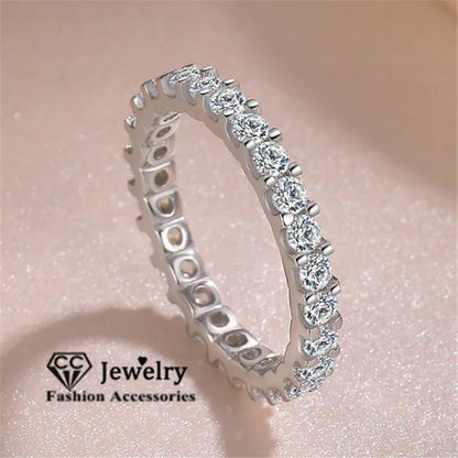 Anillos CC para mujer, color plata, circonita cúbica, piedra blanca, para novia, boda, compromiso, joyería de moda, bisutería femenina CC1565