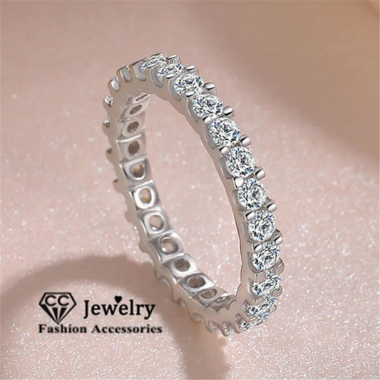 Anillos CC para mujer, color plata, circonita cúbica, piedra blanca, para novia, boda, compromiso, joyería de moda, bisutería femenina CC1565