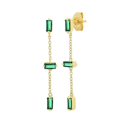 Pendientes de aro con forma de corazón y circonita verde en plata de ley 925 para mujer, delicados pendientes de botón, joyería de lujo, regalos.