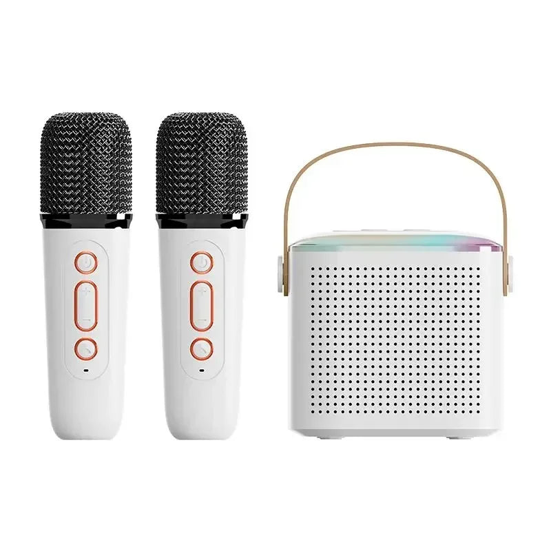 High Power Karaoke Bluetooth Speaker Portable 360 Stereo Surround Waterproof Wireless Subwoofer with Dual Microphone Boombox