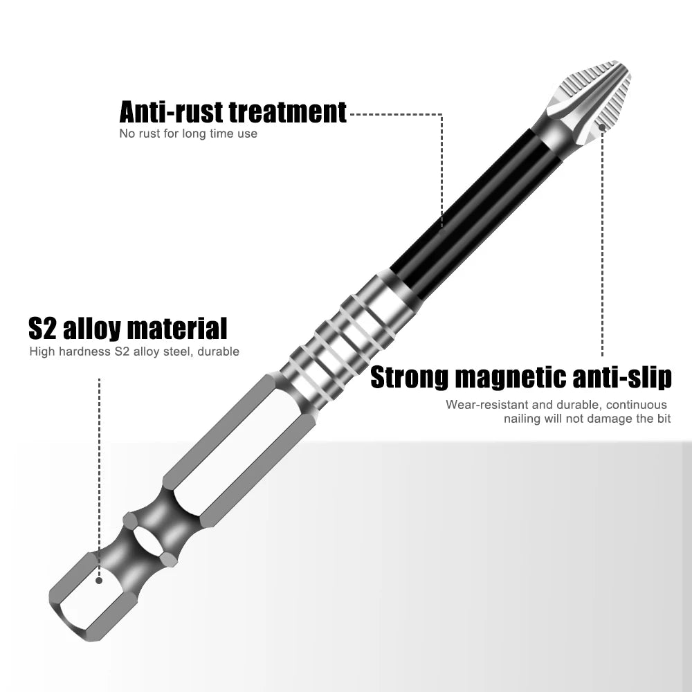 K5 Non-slip High Hardness Bit S2 Strong Magnetic 5A Black Non-slip Cross Head Electric Drill Electric Screwdriver Bit