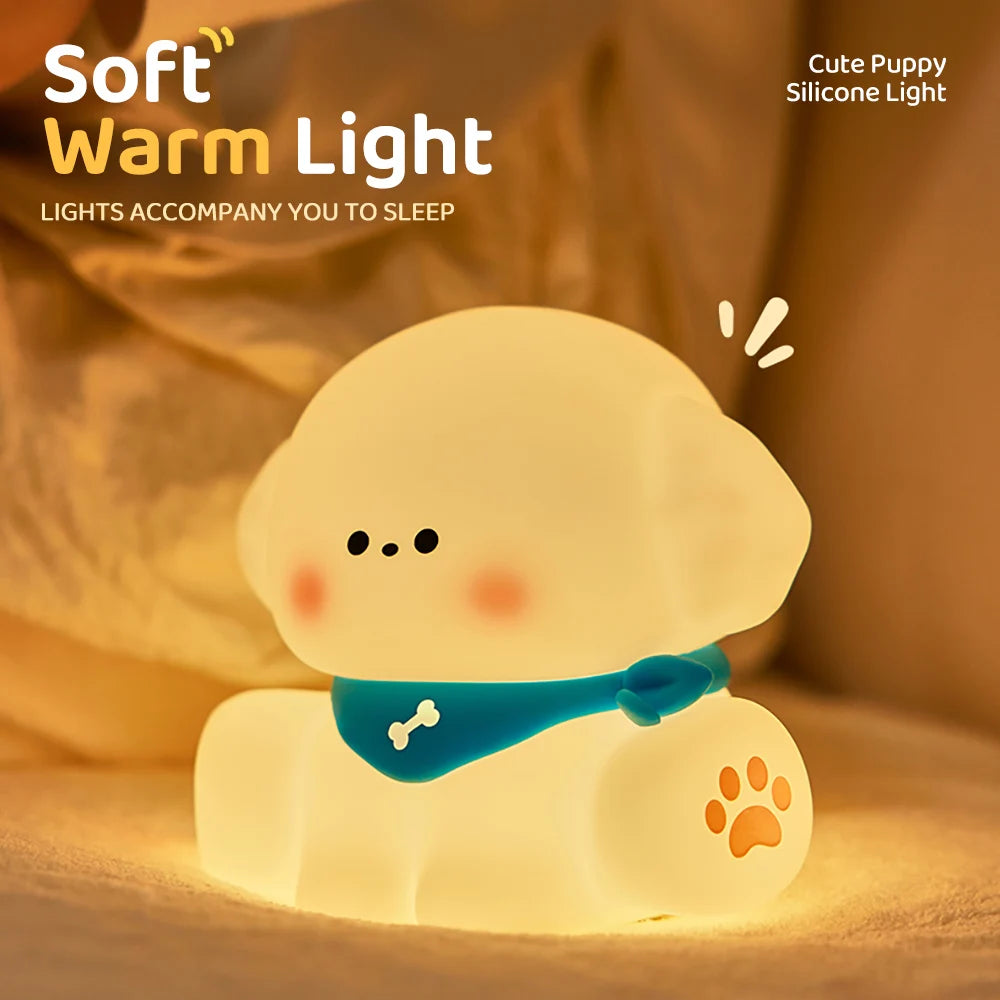 Baby Night Light Timing Rechargeable Dog Nursery Sleeping Lamp Portable Beside Touch Lamp For Room Decor