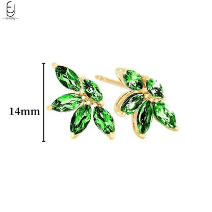 Pendientes de aro con forma de corazón y circonita verde en plata de ley 925 para mujer, delicados pendientes de botón, joyería de lujo, regalos.