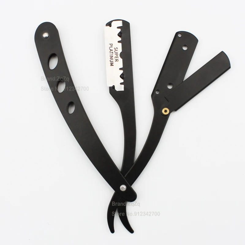 ZqZq 10 cuchillas de afeitar y maquinilla de afeitar de filo recto, herramienta para cortar barba y cejas, depilación manual, maquinilla de afeitar, peluquería, recorte