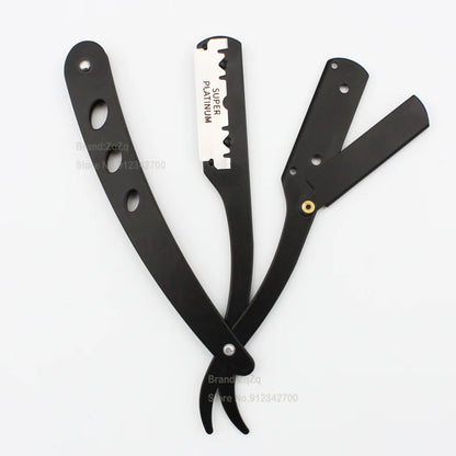 ZqZq 10 cuchillas de afeitar y maquinilla de afeitar de filo recto, herramienta para cortar barba y cejas, depilación manual, maquinilla de afeitar, peluquería, recorte
