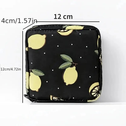 Bolsa de almacenamiento para compresas y tampones para mujer, organizador portátil impermeable con estampado de dibujos animados