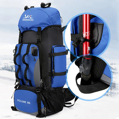 Mochila impermeable de 90 l para senderismo, camping, trekking, gran capacidad, para viajes, deportes al aire libre, equipo de camping para hombre