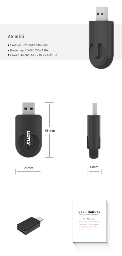 XUDA NUEVO Adaptador inalámbrico CarPlay Android Auto inalámbrico Smart Mini Box Plug and Play WiFi Conexión rápida Universal para Nissan