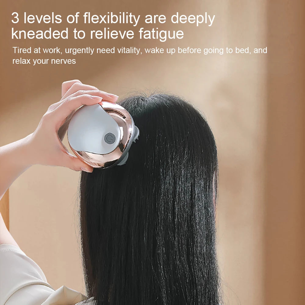 Electric Scalp Massager Hair Growth Portable Rechargeable Head Massage Stress Relax Waterproof Handheld Hair Scratcher Silicone