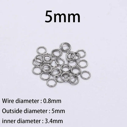 30-200 piezas de 3-25 mm de acero inoxidable con anillos partidos abiertos y bucles individuales para hacer joyas y accesorios.