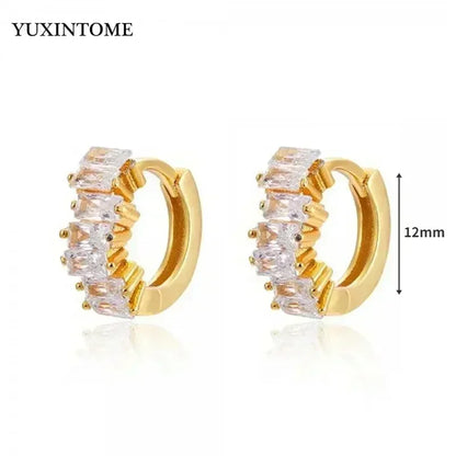Pendientes de aro de plata de ley 925 con forma de aguja y cristales de circonita, con gotas de agua, dorados, joyería de lujo premium para fiestas.