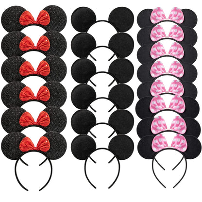12 diademas con orejas de ratón para mujer y niña, venta al por mayor, para el pelo, para fiesta, cosplay, lazos, accesorios para el cabello de moda.