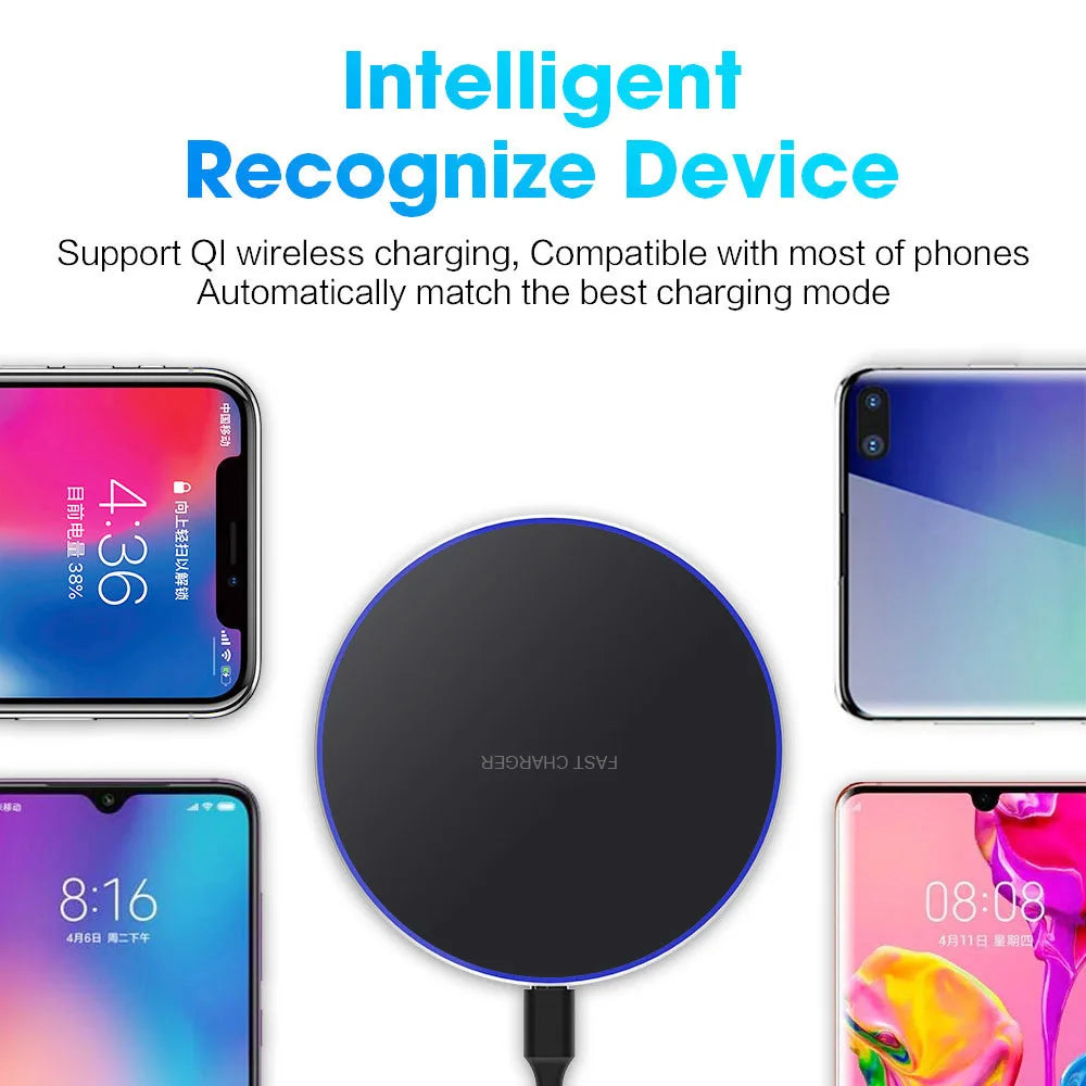 Cargador inalámbrico de 60 W para iPhone 15, 14, 13, 12, 11, X Pro Max, XR, 8, Samsung, Xiaomi, Huawei y LG. Estación de carga rápida.
