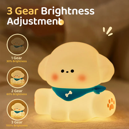 Baby Night Light Timing Rechargeable Dog Nursery Sleeping Lamp Portable Beside Touch Lamp For Room Decor