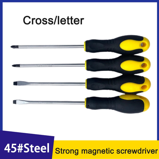 3/4/5/6/8 Inch Rubber-coated Anti-slip Handle Word Cross Strong Magnetic 45# Steel Screwdriver Screwdriver