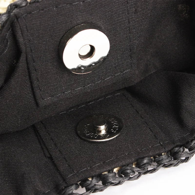 Bolso de paja para mujer, bolso de hombro vintage de gran capacidad para vacaciones, bolso informal de diseñador, bolso de playa de verano con agujeros